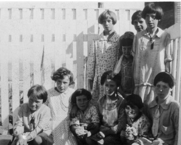 041: l-r front, Mollie McCarthy, Winnie Reddy, unidentified, Rita Carroll, unidentified,  unidentified; back, Bernardine Reddy, Rose Reddy, Lena Hayward, Regina Reddy.  (circa 1928) [courtesy of Joseph Murphy]  - Mollie daughter of James McCarthy &amp;amp; Julia Reddy, Winnie daughter of James Reddy &amp;amp;  Mary Anne Murphy; Rita daughter of John Carroll &amp;amp; Eliz Reddy; Bernardine and Rose  daughters of John Reddy &amp;amp; Vera Dunphy; Lena daughter of James Hayward &amp;amp; Margaret  Judge; Regina daughter of Michael Reddy &amp;amp; Eliz Dunphy.